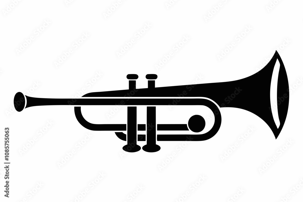 Trumpet silhouette vector, Trumpet icon symbol vector Trumpet silhouette vector, Trumpet icon symbol vector
