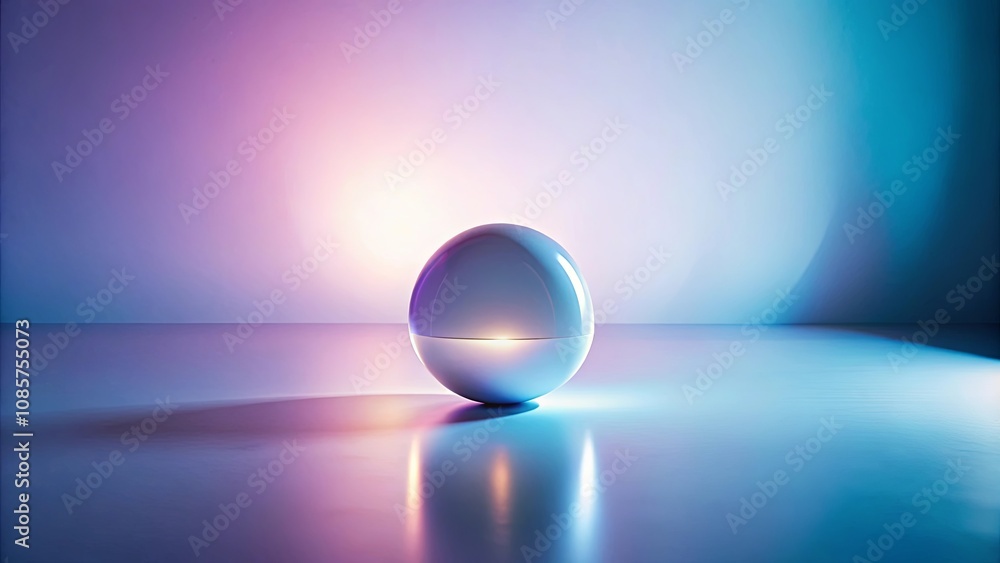 A smooth sphere rests on a reflective surface, illuminated by a vibrant, multicolored gradient background. A smooth sphere rests on a reflective surface, illuminated by a vibrant, multicolored gradient background.