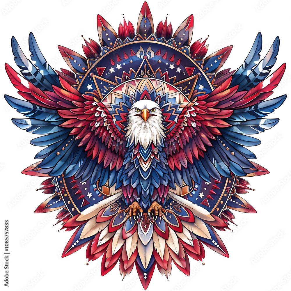 Fototapeta premium Vivid Mandala Eagle with Intricate Feather Design