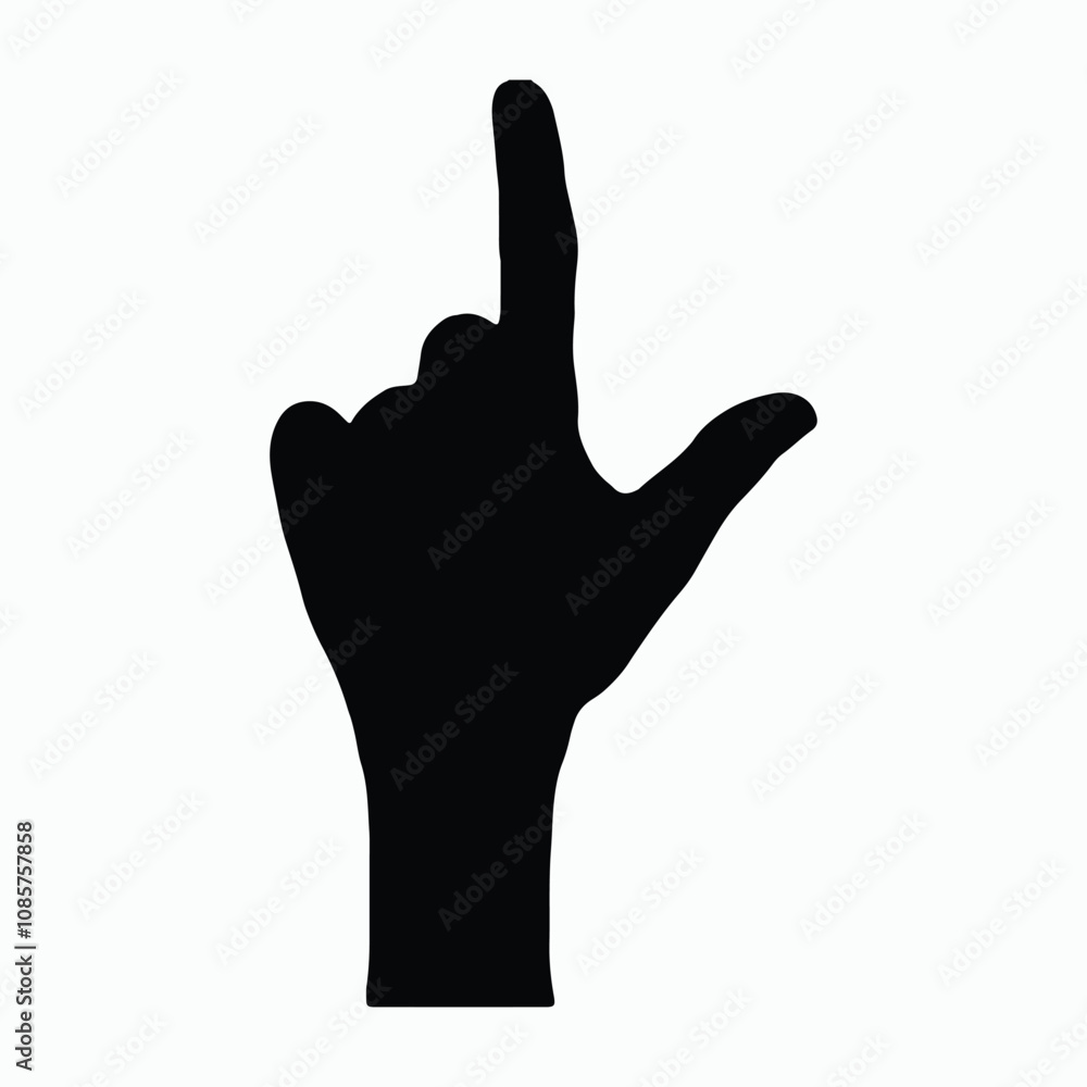 Silhouette vector of a hand forming the letter Silhouette vector of a hand forming the letter