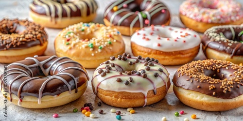 Wallpaper Mural A Variety of Deliciously Glazed Donuts, Close-up Composition with Colorful Sprinkles, Donut, Dessert, Food Photography Torontodigital.ca