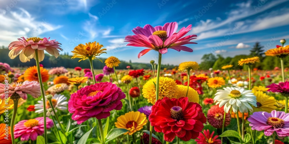 A Vibrant Bloom Under a Cloudy Sky, Close-up of Pink, Yellow, and Red Flowers Against a Blue Sky, Summer Garden Photography, flowers, bloom A Vibrant Bloom Under a Cloudy Sky, Close-up of Pink, Yellow, and Red Flowers Against a Blue Sky, Summer Garden Photography, flowers, bloom