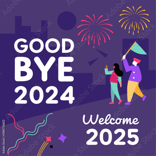 Good bye 2024 poster print Designs