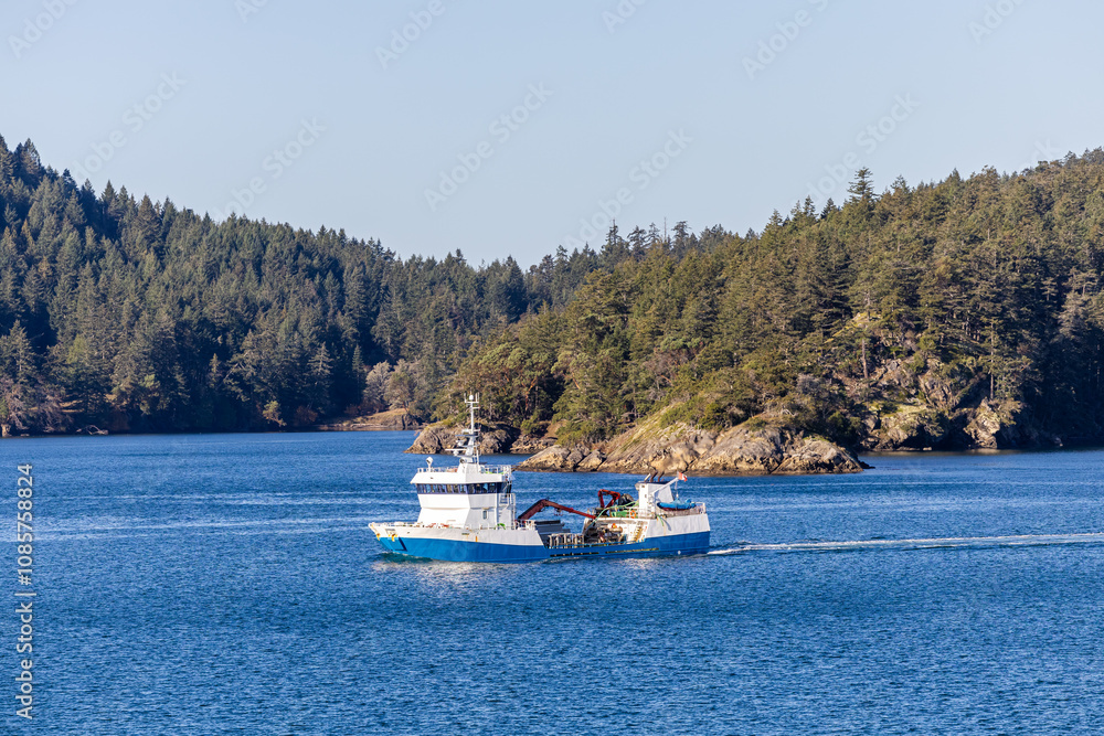 Scenic View of Ferry in Gulf Islands BC Canada Waters Scenic View of Ferry in Gulf Islands BC Canada Waters