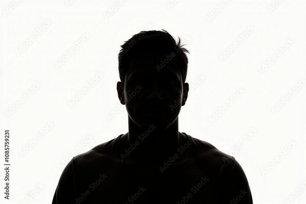 Silhouette of a Male Figure on a White Background, Perfect for Mystery and Identity Themes Silhouette of a Male Figure on a White Background, Perfect for Mystery and Identity Themes