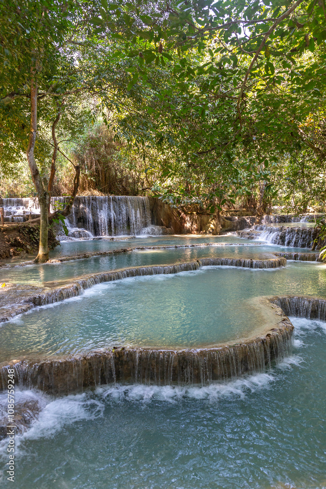 Naklejka premium Tat Kuang Si waterfall. Luang Prabang, Laos.