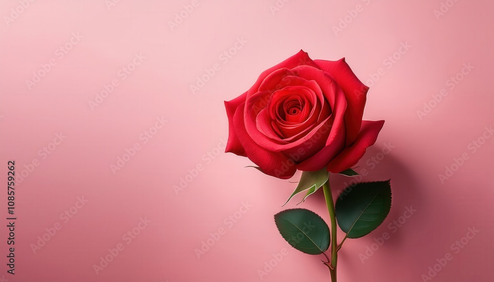 Stunning Red Rose on a Soft Pink Background for Valentine's Day. Perfect Visual for Romantic Greeting Cards, Love Themed Art, Elegant Floral Decorations, and Heartfelt Celebrations of Affection Stunning Red Rose on a Soft Pink Background for Valentine's Day. Perfect Visual for Romantic Greeting Cards, Love Themed Art, Elegant Floral Decorations, and Heartfelt Celebrations of Affection