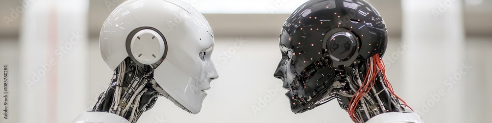 Fototapeta premium Future robotics human resource integration in a technological environment