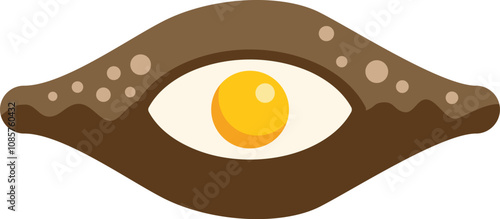 This vector illustration features a delicious adjarian khachapuri, a traditional georgian dish, emphasizing the unique shape and key ingredients