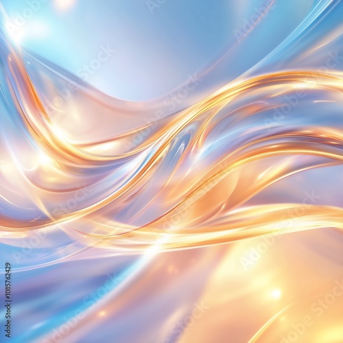 Glowing dynamic fluid shapes swirling in a smooth abstract background filled with soft light and vibrant colors