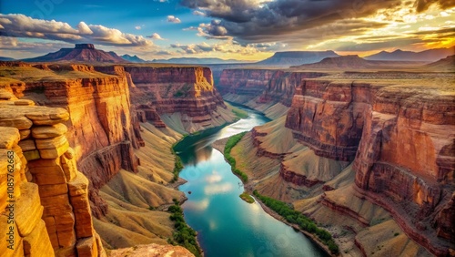 Canyon River Sunset - A Breathtaking View from the Top of the Mesa, Arizona, Canyon, River, Sunset, Landscape photo