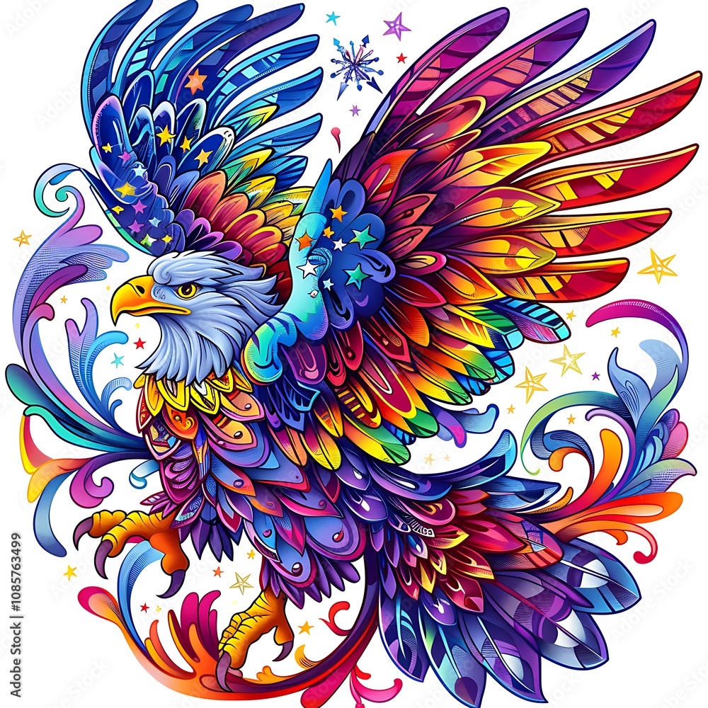 Obraz premium Colorful Eagle Mandala Art for Creative Projects