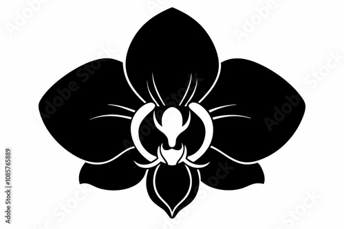 Orchid flower silhouette, Orchid flower vector icon isolated on white background.