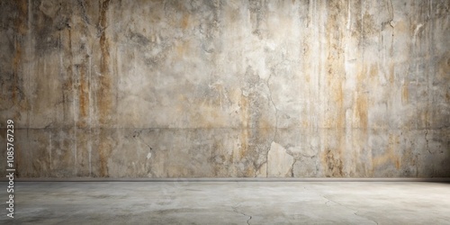 Empty Room with Weathered Concrete Wall and Floor Ideal for Design Projects