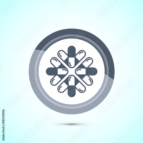 Medicine pills icon design illustration, Medical drugs icon sign. Gray Color Button Design