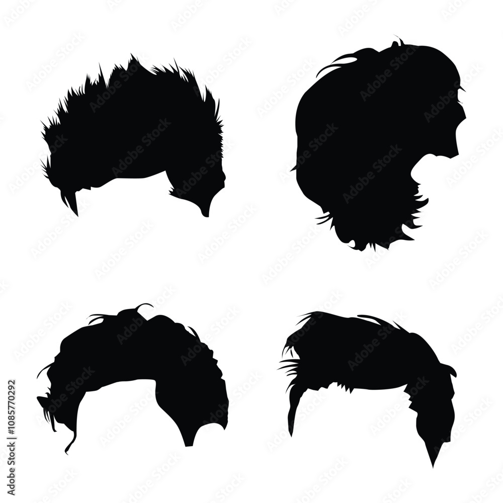 Set of fashionable men's hairstyles for designers isolated on white K Set of fashionable men's hairstyles for designers isolated on white K