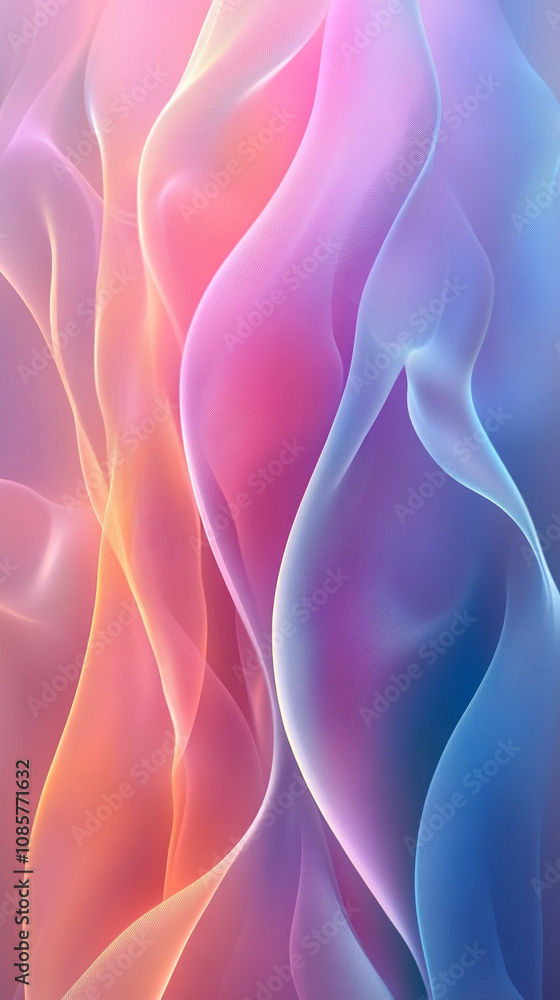 Naklejka premium vibrant abstract design featuring smooth wavy gradients in vivid colors, creating a dynamic and energetic feel. Perfect for themes of creativity, modernity, and fluidity in digital art