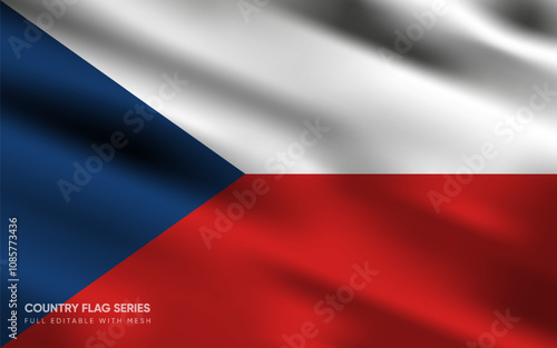 Realistic vector illustration of Czechia flag, EPS10