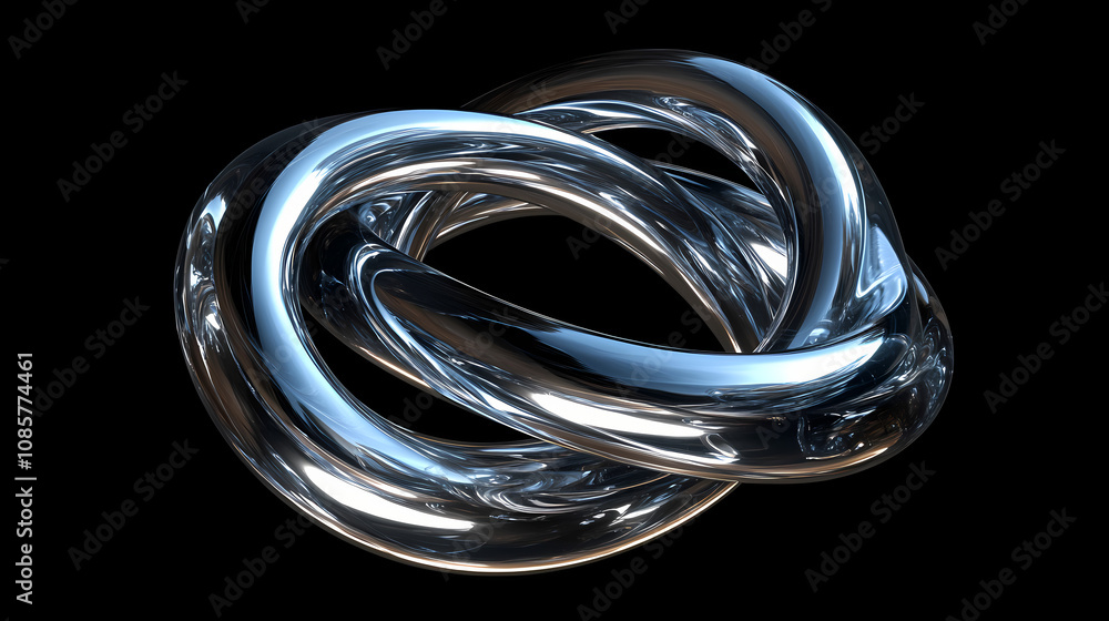 Abstract shiny chrome metallic shape twisting in space. Whirl. Illustration Abstract shiny chrome metallic shape twisting in space. Whirl. Illustration