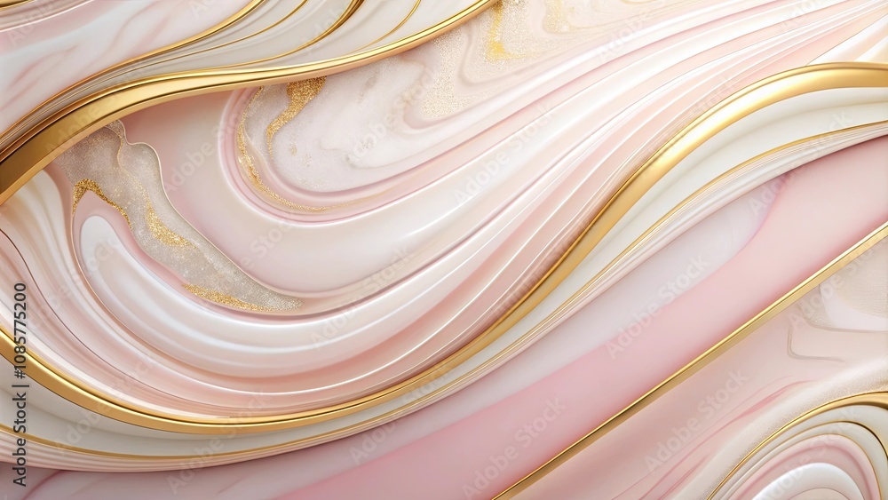 Abstract Swirling Pink and Gold Design with Elegant Curves and Shimmering Accents Abstract Swirling Pink and Gold Design with Elegant Curves and Shimmering Accents