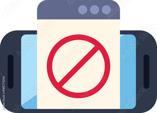 Smartphone is showing a website with a red forbidden symbol, indicating an error