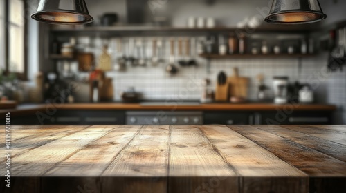 Wallpaper Mural Rustic Kitchen Counter with Warm Lighting and Wooden Tabletop - A Place to Gather and Enjoy Torontodigital.ca