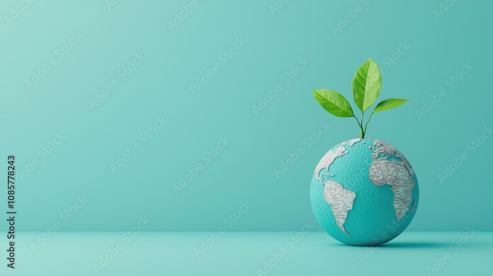 Globe with Leaves: A globe with a single leaf delicately placed on top, symbolizing the fragility of our planet and the importance of environmental stewardship. Globe with Leaves: A globe with a single leaf delicately placed on top, symbolizing the fragility of our planet and the importance of environmental stewardship.