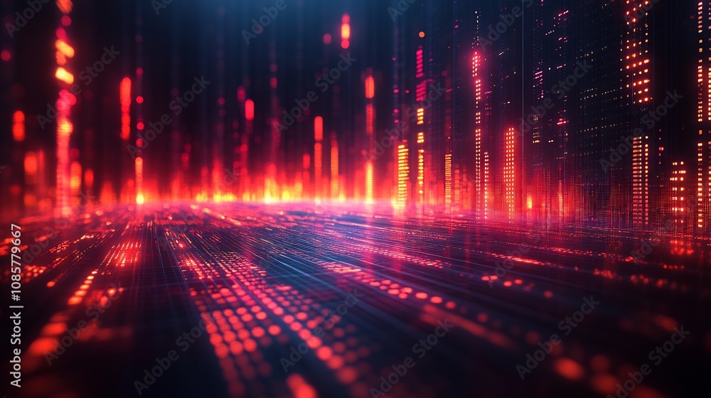 Fototapeta premium Creative digital art of business insights glowing data patterns interactive charts radiant visuals showcasing corporate opportunities