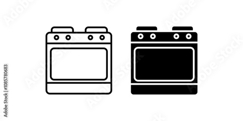 Gas stove icon set .Symbol isolated white background. vector illustration. color editable.