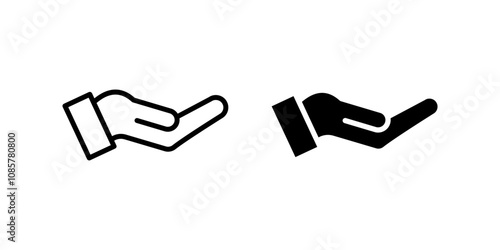 human palm icon set .Symbol isolated white background. vector illustration. color editable.