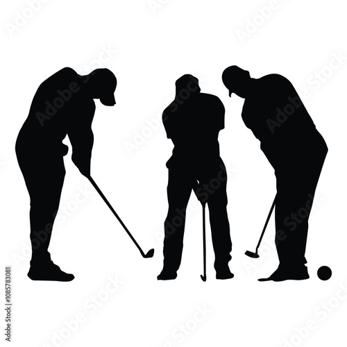 golf player silhouette shapes VOL 1 Drawing