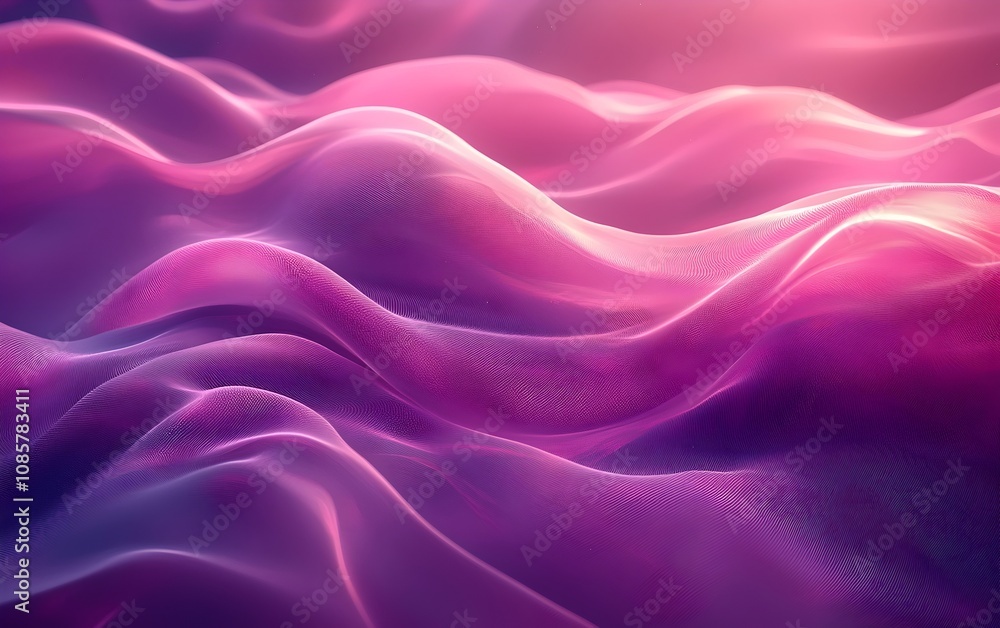 Obraz premium A captivating abstract representation of flowing fabric waves in hues of pink and purple, creating a dreamy and ethereal atmosphere.