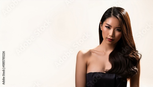 beautiful young asian woman illustration, AI generated