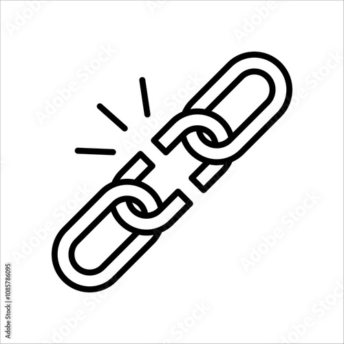 Broken link icon.Symbol isolated white background. vector illustration. color editable.