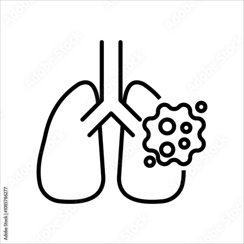 Lungs icon flat design, isolated on white background. a light symbol for a website. User interface. Vector illustration