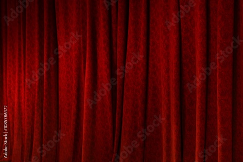 Canvastavla Elegant red curtains in theatre as background, closeup
