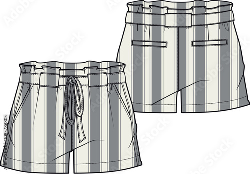 Stripe Paper Bag Shorts
