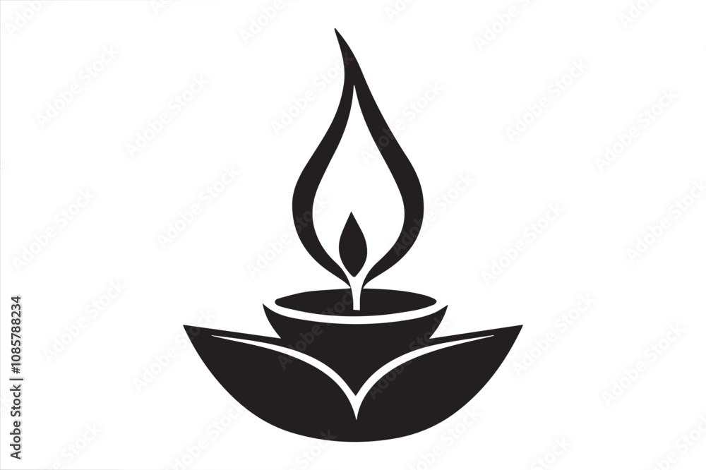 Diwali lamp silhouette vector icon design Diwali lamp silhouette vector icon design