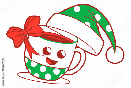 Christmas Head Clipart  White Santa Claus Hat on White Background