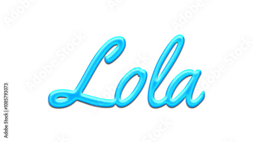 Glowing blue effect of name Lola on white background.	