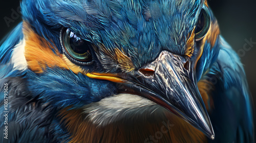 Hd close-up of kingfisher. Halcyon. Illustration