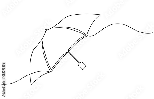 Umbrella depicted in continuous line drawing. Minimalist illustration for beauty and fashion, Drawing of a umbrella, Umbrella continuous one line art style. Simple vector illustration