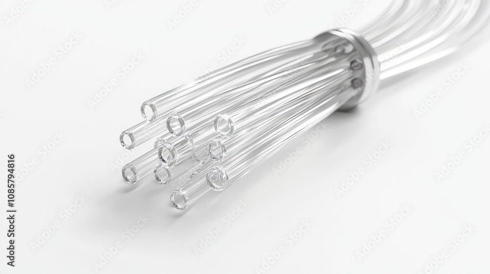 bundle of clear tubes arranged together, likely for scientific or industrial use. bundle of clear tubes arranged together, likely for scientific or industrial use.