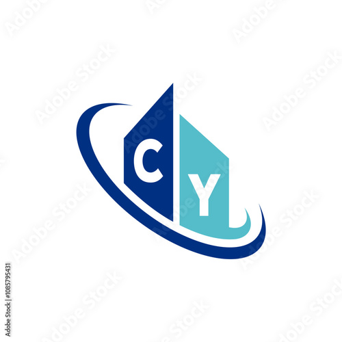 The modern logo design features a stylized two-letter initial in shades of blue, surrounded by circular elements to convey fluidity and professionalism