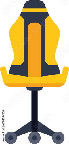 Comfortable gaming chair standing on wheels, perfect for gamers and streamers who spend long hours in front of a computer