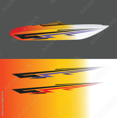 yacht ship wrapping sticker design vector. jet boat vinyl sticker
