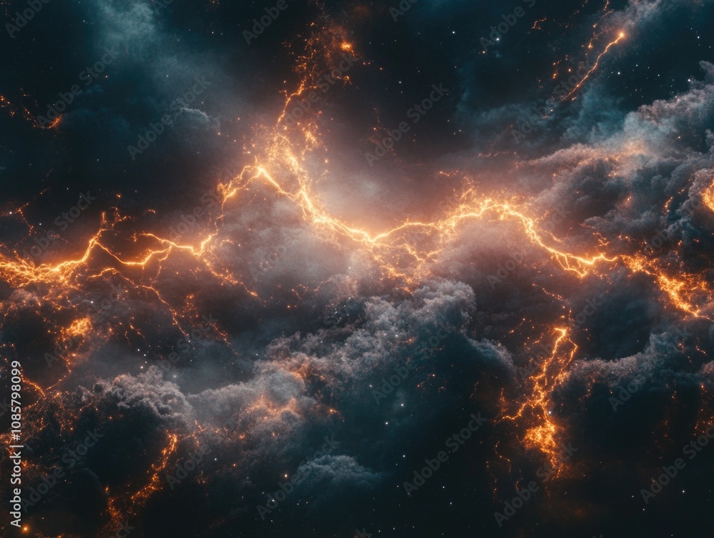 Naklejka premium Space Filled with Clouds and Stars