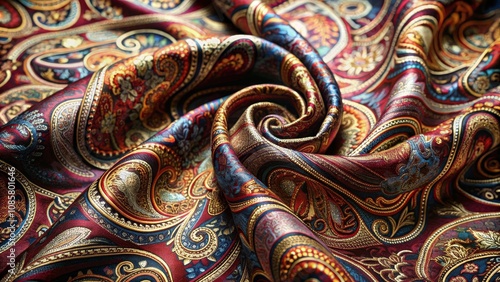 Wallpaper Mural Swirling Paisley Pattern in Rich Gold, Red, and Blue, Fabric, Textile, Design Torontodigital.ca