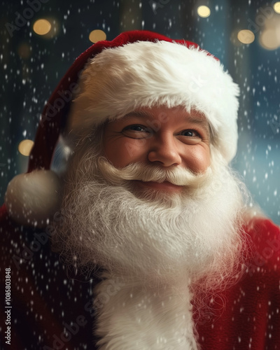 Joyful close-up of Santa Cl...