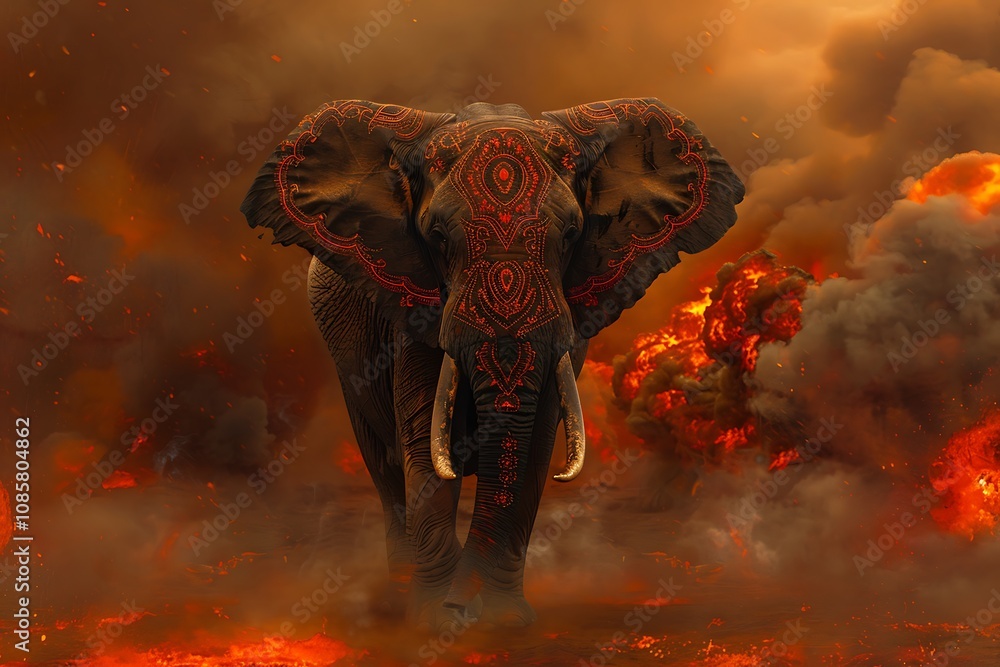 Obraz premium Majestic Elephant with Vibrant Mandala Patterns